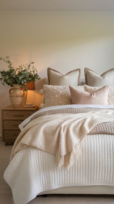 How to Layer Your Bedding Like a Designer—Without Breaking the Bank - Cheri from Texas Light Yellow Bedroom Walls, Light Yellow Bedrooms, Layered Bedding Ideas, Layered Bed, Yellow Bedroom Walls, Making A Bed, Design A Bedroom, Step Ideas, Simple Organization