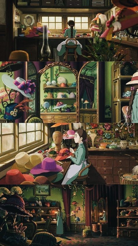 Howl's Moving Castle Interior, Howls Moving Castle Interior, Howls Moving Castle Aesthetic Room, Ghibli House Interior, Studio Ghibli Interior, Ghibli Room Aesthetic, Ghibli Interior, Ghibli Room, Howl's Moving Castle Aesthetic