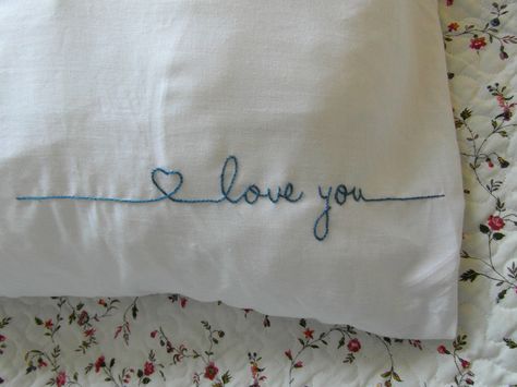 pillow case Embroidered Words, Pillows Design, Pin Interest, Pillow Pals, Pillow Embroidery, Monday Inspiration, 자수 디자인, Diy Couture, Embroidered Pillow