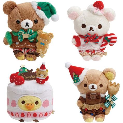 Kawaii Christmas Decor, Christmas Rilakkuma, Rilakkuma Christmas, Bed Pics, Christmas Plushies, Rilakkuma Plushie, Sanrio Toys, Christmas Kawaii, Cow Outfits