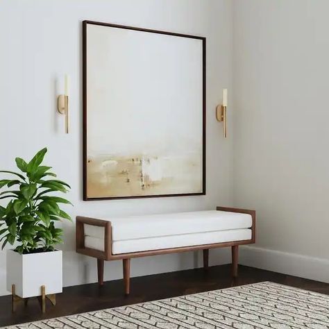 HomePop upholstered Bench with Wood Base - Cream Boucle - Bed Bath & Beyond - 40971868 Boucle Cushion, Boucle Bench, Classic Modern Style, Wall Bench, Coffee Table Ottoman, Table Ottoman, End Of Bed Bench, Bench Decor, Living Room Bench