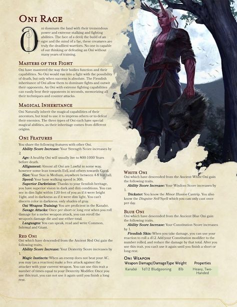 Oni Race - Click to view on Ko-fi - Ko-fi ❤️ Where creators get support from fans through donations, memberships, shop sales and more! The original 'Buy Me a Coffee' Page. 5e Races, Dungeons And Dragons Races, D D Races, Dnd Stats, D D Classes, Dnd Stories, Dnd Classes, Dnd Races, Dungeons And Dragons 5e