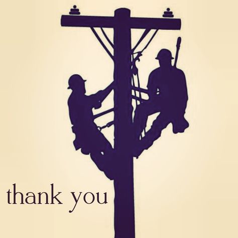 Thank you to the linemen and utility workers  who worked all throughout Christmas to fix the power outage after the big ice storm. We appreciate it very much. #lineman #thankyou #lostpower Lineman Love, Journeyman Lineman, Electrical Lineman, Lineman Wife, Power Lineman, Cafe Logo, Silhouette Stencil, Power Outage, Married Life