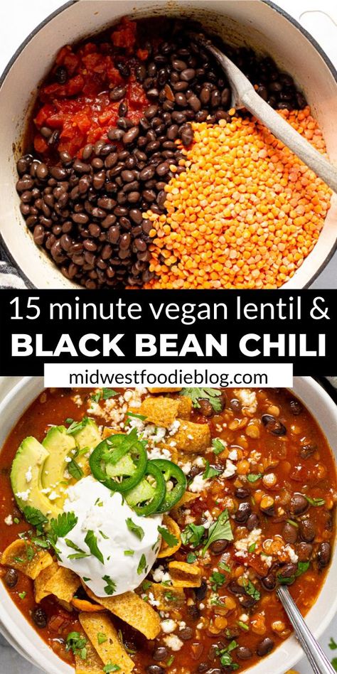 Hello 🙏Une superbe idée gouteuse, comme on les aime! Black Bean Lentil, فاصوليا خضراء, Wraps Vegan, Chili Vegan, Lentil Chili, Black Bean Chili, Vegan Black Bean, Bean Chili, Resep Diet