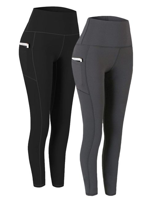 2 Pack High Waist Yoga Pants, Pocket Yoga Pants Tummy Control Workout Running 4 Way Stretch Yoga Leggings Workout Pants Women, Lycra Leggings, Stretch Yoga, Unique Workouts, Pants Pocket, Yoga Pants With Pockets, High Waist Yoga Pants, Yoga Exercise, Fleece Leggings