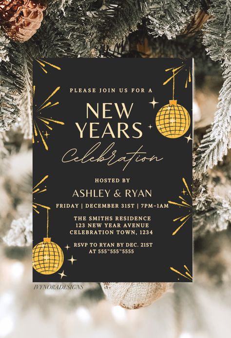 New Year’s Eve Invitation, New Year’s Eve Party Invitations, Gold New Years Party, New Year Invitation Card, New Year Party Invite, New Year Cocktail, New Years Eve Invitation, Party Boards, New Years Cocktails