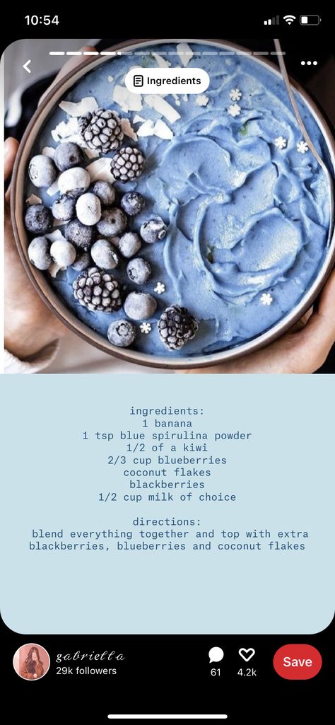 Blueberry Smoothie Bowl, Smoothie Bowl Recipe Healthy, Spirulina Smoothie, Acai Bowls Recipe, Blueberry Topping, Blue Spirulina, Spirulina Powder, Smoothie Bowl Recipe, Bowl Recipe