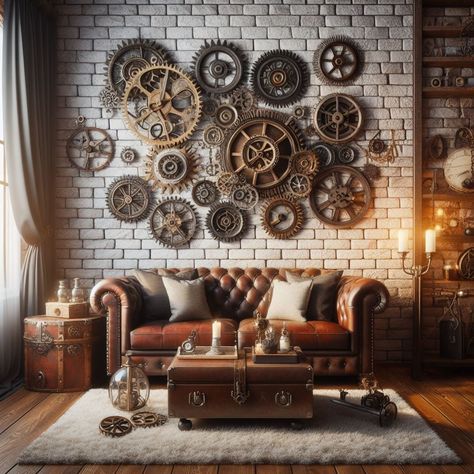 Steampunk Decor Gears and Cogs Wall Art Steampunk Aesthetic Home, Steampunk Game Room, Steampunk Decor Ideas, Steampunk Restaurant, Vintage Map Decor, Steampunk Photography, Steampunk Games, Gears And Cogs, Art Boots