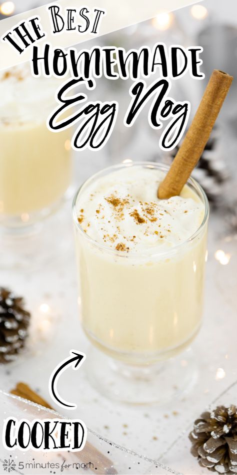 Homemade Egg Nog Recipe, Cooked Eggnog, Xmas Bakes, Homemade Egg Nog, Cooked Egg Nog, Egg Nog Recipe, Christmas Beverages, How To Make Eggnog, Eggnog Recipes