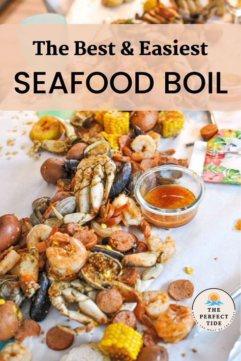 Country Boil Recipe Seafood, Clam Boil Recipe, Easy Seafood Boil, Seafood Boil Seasoning, Crab Boil Recipe, Low Country Boil Recipe, Shrimp Boil Party, Seafood Boil Recipe, Steamer Clams