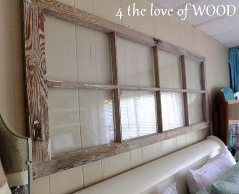 VINTAGE HEADBOARD WINDOW - securing it to the wall Vintage Window Headboard, Old Window Headboard, Window Above Bed, Window Headboard, Refinished Vintage Furniture, Vintage Wood Furniture, Vintage Headboard, Door Headboard, Vintage Headboards