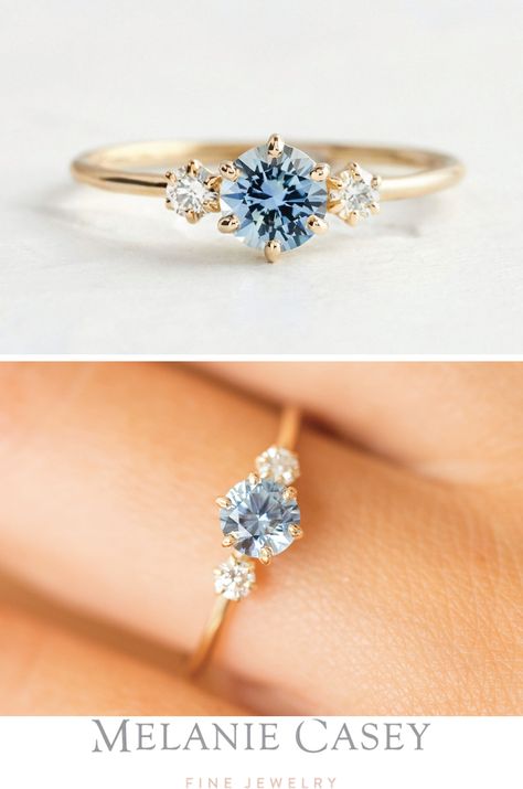 Gold Blue Wedding Ring, Engagement Rings Simple With Saphire, Gold Ring With Sapphire Stone, Simple Blue Engagement Ring, Simple Blue Engagement Rings, Simple Colored Engagement Rings, Saphire Engament Ring Set Light Blue, Gold Engagement Ring Blue Stone, New Ring Designs Gold 2023