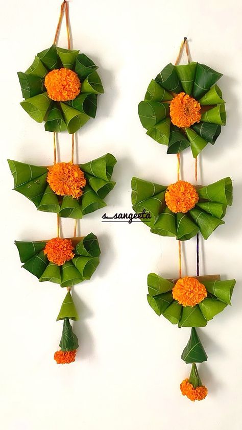 Festivals are approaching and I�’m all about infusing positive vibes and divinity into our Pooja setup using natural elements. Mango leaves… | Instagram Pooja Setup, Paper Flower Garland, Flower Garland Diy, Simple Flower Rangoli, Mango Leaves, Mandir Decoration, Home Flower Decor, Ganpati Decoration At Home, Rangoli Designs Simple Diwali