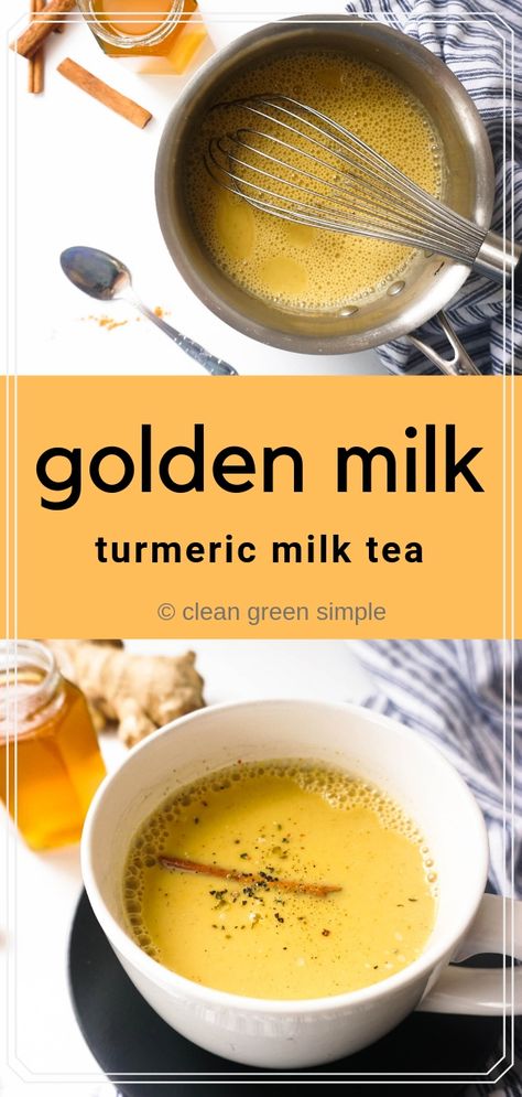 The most amazing Golden Milk recipe...so delicious! Made with Turmeric, it's the perfect bedtime treat #vegan #turmeric | cleangreensimple.com Turmeric Milk Tea, Turmeric Milk Recipe, Benefits Of Eating Avocado, Turmeric Golden Milk, Golden Milk Recipe, Pineapple Benefits, Turmeric Milk, Turmeric Latte, Turmeric Health Benefits