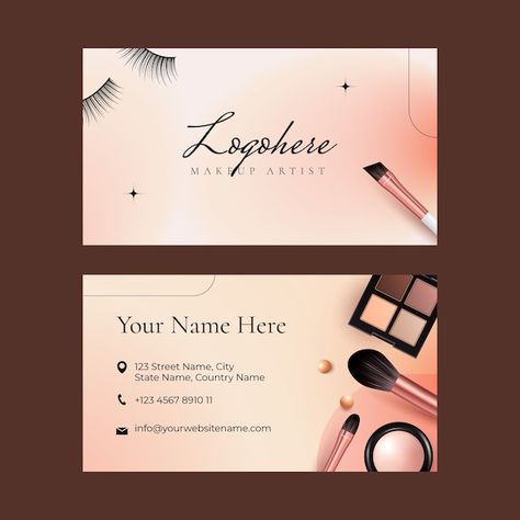 Make Up Artist Visiting Cards Design, Makeup Artist Visiting Card Ideas, Business Card Design Makeup Artist, Makeup Artist Cards Business, Make Up Business Cards, Visiting Card Ideas Business, Visiting Card For Makeup Artist, Business Card For Makeup Artist, Makeup Visiting Cards Design