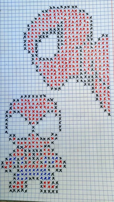 Dot Paper Art, Graph Paper Art Spiderman, What To Draw On Graph Paper, Cute Easy Cross Stitch Patterns, Drawing In Graphing Paper, Graph Paper Pixel Art, Cute Grid Art, Pixel Paper Art, Cute Graph Paper Drawings