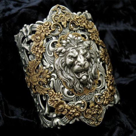 Cuff Aztec Rings, Large Cuff Bracelet, Lion Bracelet, Pride Bracelet, Lion Ring, Lion Pride, Metal Cuff Bracelet, Mens Gold Jewelry, Metal Engraving