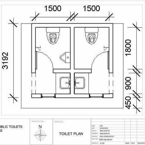 Toilet Dimension Plan, Toilet Floor Plan, Bathroom Plumbing Layout, Toilet Dimensions, Public Restroom Design, Restroom Architecture, Toilet Plan, Hotel Room Design Plan, Plumbing Layout