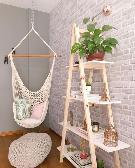 Earthy Home Decor, Dekorasi Kamar Tidur, White Brick, Macrame Decor, Room Decor Bedroom Teenage, Home Design Decor, Balcony Decor, Room Inspiration Bedroom, Aesthetic Bedroom