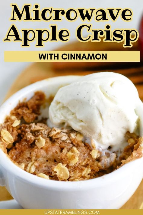 Microwave Apple Crisp Apple Crisp Recipe For Two, Small Batch Of Apple Crisp, Single Apple Crumble, Apple Crisp In A Cup Recipe, 10 Minute Apple Crisp, Apple Crisp Healthy Clean Eating, Single Serving Apple Crisp Microwave, Apple Crisp Microwave Recipe, Single Apple Crisp