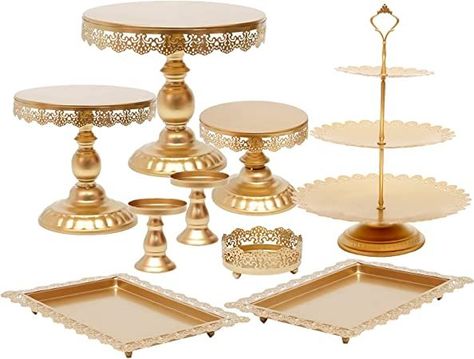 Metal Cupcake Stand, Cupcakes Vintage, Pieces Cake, Crystal Cake Stand, Gold Cake Stand, Display Tower, Metal Cake Stand, Round Cake Stand, Cake Stand Set