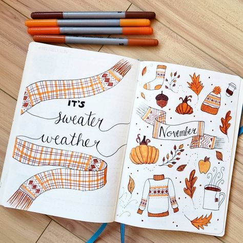 November Diary Ideas, November Doodles Step By Step, Bulett Journal Page Ideas November, November Doodles Easy, November Drawings Easy, Fall Doodles Step By Step, Bulett Journal Ideas September, Bullet Journal Ideas September, November Journal Ideas