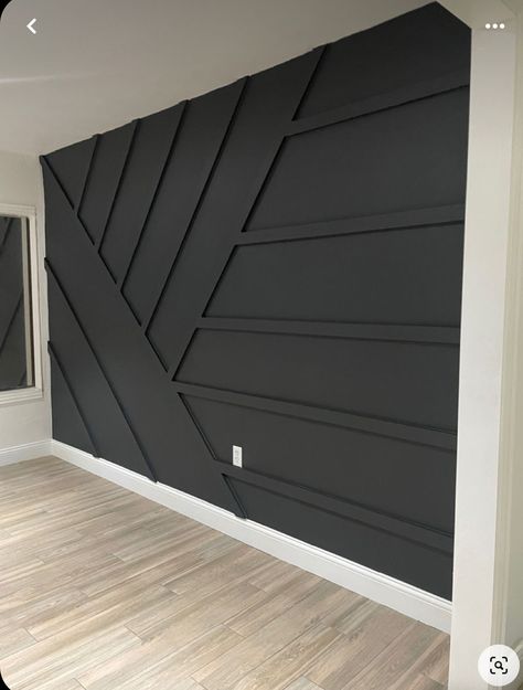 White Wall Black Door, Black Accent Wall Dining Room Modern, Black Wall Basement Ideas, Black Textured Accent Wall, Black Wall Design Room Ideas, Neutral And Black Hallway, Black Bedroom Accent Wall Ideas, Matte Black Accent Wall Bedroom, Beige Accent Wall Bedroom