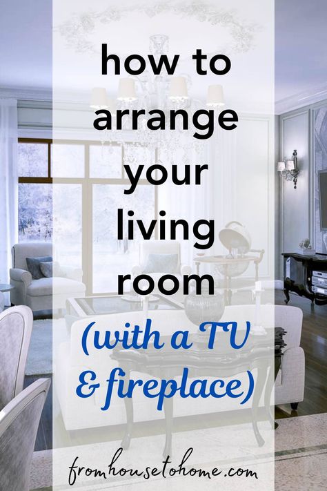 How To Arrange Living Room Furniture With a TV and Fireplace | Decorating Ideas For The Home Tv On Left Side Of Fireplace, Tv And Fireplace Opposite Walls, Furniture On Sides Of Fireplace, Living Room Furniture Arrangement Ideas With Tv Above Fireplace, Living Room Tv Off Center, Living Room Tv Above Fireplace Layout, Living Room Tv Wall Between Windows, Tv In Front Of Windows Living Room, Two Sofa Living Room Layout Fireplace