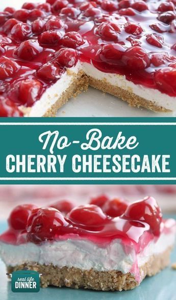 Easy No Bake Cherry Cheesecake, Cherry Cheesecake Dessert, Dessert Crepes, Cherry Cheesecake Recipe, No Bake Cherry Cheesecake, Cherry Topping, Cheesecake Oreo, Easy No Bake Cheesecake, Cheesecake Dessert