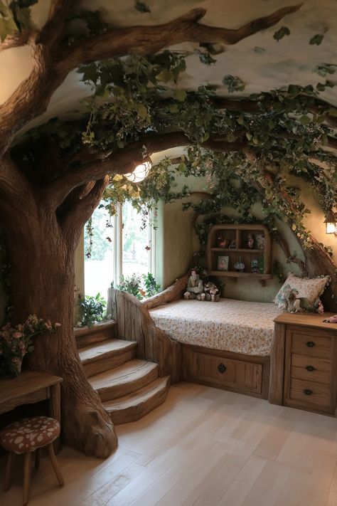 Rainbow Forest Room, Woodland Themed Room, Forest Theme Playroom, Forest Kids Bedroom, Forest Playroom, Forest Theme Room, Enchanted Forest Room, Forest Bedroom Ideas, Forest Kids Room