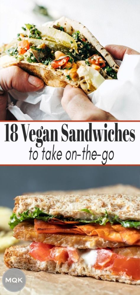 Satisfying, easy vegan sandwiches to take to the beach, on a hike, or just down to the park for a picnic! #veganlunchideas Vegan Sandwiches, Munnar, Chili Vegan, Vegan Sandwich Recipes, Food Recipes Vegetarian, Food Recipes Ideas, Mapo Tofu, Vegan Lunch Recipes, Vegan Lunches