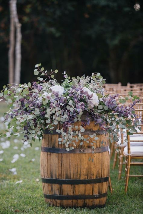 Lavender Wild Flower Wedding, Lavender Alter Arrangements, Lavender Farm Wedding Ideas, Rustic Lilac Wedding Decor, Lilac Outdoor Wedding, Lavender Plant Wedding Decor, Rustic Wedding Decor Lavender, Lavender Wedding Bouquet Rustic, Lavender Wedding Walkway