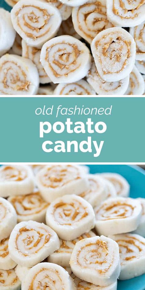 An old fashioned fun candy, this Potato Candy is made from mashed potatoes, powdered sugar, and peanut butter. They are super sweet but super fun! Potatoe Candy Recipe, Old Fashioned Potato Candy Recipe, Mashed Potato Candy, Potato Candy Recipe, Sweets Business, Gooey Desserts, Candy Homemade, Easy Christmas Candy Recipes, Potato Candy