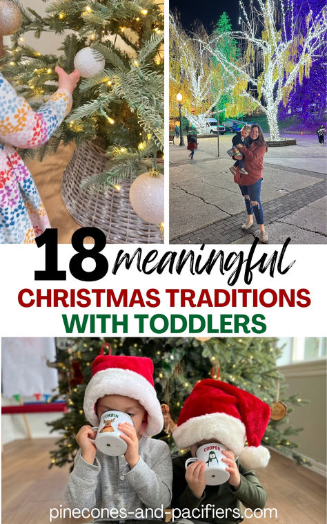 Creating memorable Christmas traditions with toddlers can be a magical and heartwarming experience! The holiday season takes on a whole new enchantment when celebrated with toddlers in the family. I'm a mom of three and we started some of our most favorite and memorable Christmas traditions with my kids when they were just toddlers. Christmas Toddler Traditions, Christmas Craft Traditions, Christmas Morning Ideas For Toddlers, Winter Holiday Traditions, 25 Days Of Christmas Toddler, Christmas Ideas With Toddlers, Easy Holiday Activities For Kids, Christmas Eve With Toddlers, Xmas Traditions For Kids