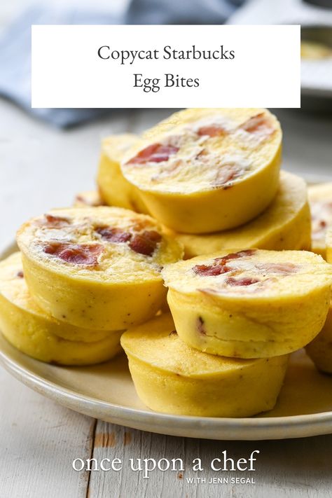 Egg Bites with Bacon & Gruyère Egg Bites With Bacon, Starbucks Egg Bites, Once Upon A Chef, Egg Bites Recipe, Carb Foods, Egg Bites, Egg Dish, Breakfast Brunch Recipes, A Chef