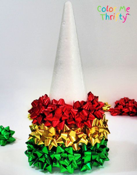 Diy Dollar Tree Gifts, Diy Gift Bow, Holiday Mason Jar, Cones Diy, Dollar Tree Gifts, Tree Project, Christmas Decorations Centerpiece, Christmas Tree Topper Bow, Diy Christmas Tree Topper