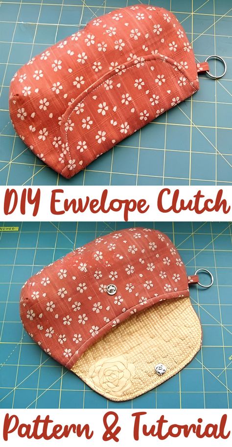 Fabric Envelope Pouch, Free Clutch Sewing Pattern, Envelope Purse Pattern, Small Purse Sewing Pattern Free, Make A Purse Free Pattern, Small Clutch Purse Pattern, Envelope Pouch Pattern, Diy Fabric Envelope, Clutch Diy Tutorial