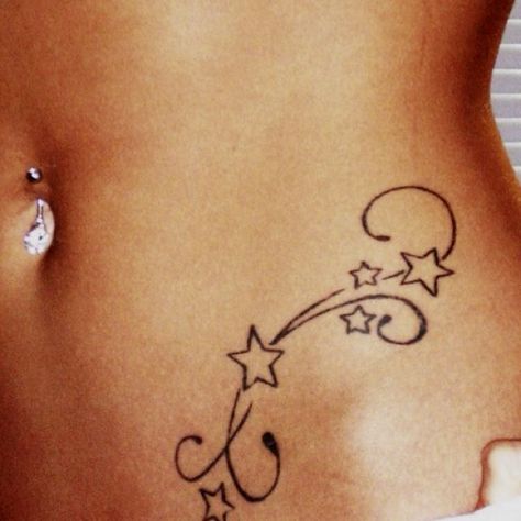 Best Star Tattoos, Tumblr Tattoo, Hip Tattoo Designs, Waist Tattoos, Belly Tattoos, Star Tattoo Designs, Stomach Tattoos, Tattoo Designs For Girls, Side Tattoos