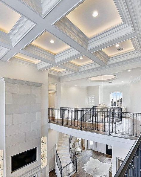 Coffered Ceiling Lighting, Island Kitchens, Coffered Ceiling Design, Luxury Ceiling Design, Kitchens Ideas, Interior Ceiling Design, Decorating Kitchen, Pop Ceiling Design, House Ceiling Design