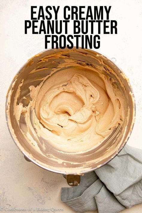 This recipe for peanut butter frosting is one you'll keep forever. Creamy and fluffy this buttercream is full of peanut butter for a finger-licking good frosting. Perfect on chocolate cake, cookies, or brownies! Peanut Butter Buttercream Frosting, Peanut Butter Frosting Recipe, Peanut Butter Buttercream, Easy Frosting, Dessert Aux Fruits, Peanut Butter Frosting, Cheesecake Cupcakes, Homemade Peanut Butter, Butter Frosting