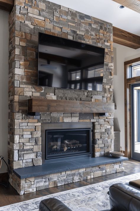 36+ Fireplace Wall Ideas With Wall Mounted TV Diy Fake Fireplace Wall, Gas Fireplace Makeover Stone, Small Fireplace With Tv Above, Brick Wall Entertainment Center, One Sided Built In Fireplace, Gas Fireplace Ideas With Tv Above Hearth, Built In Corner Electric Fireplace, Wall Mantle Without Fireplace, Tv Above Fireplace Ideas Living Rooms