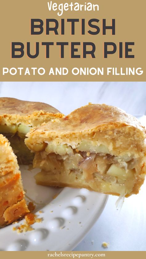 Potato And Onion Tart, Potato And Onion Pie, Potato Bacon Pie, British Pie Recipes, English Potatoes, Savoury Pastries, Pies Savory, Potato Tart, British Bake Off Recipes