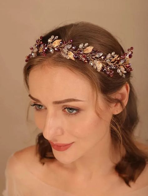 What's a better party hair accessory than this tiara? Walk in any where this season as the queen that you are. #winterhairstyles #hairlooks #hairstyle #tiara Fall Red Hair, Red Hair Pieces, Bride Hair Vine, Wedding Headwear, Hair Accessories Tiara, Wedding Hair Headband, Crystal Hair Vine, Bridal Headwear, Bead Flower