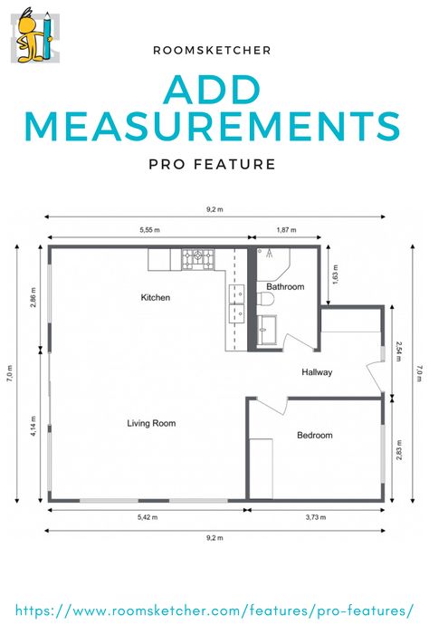 With RoomSketcher Pro, you can add room and wall measurements quickly and easily using Measurement Wizards. Room Measurements Floor Plans, Plan With Dimensions, How To Draw Floor Plans Layout, House Plan With Measurements, How To Draw Floor Plans, House Floor Plans With Measurements, House Plans With Measurements, Floor Plans With Measurements, Vintage Drawing Room