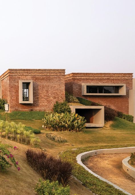 The Bandhan Residential School of Business in India is instilled with contextual empathy Brick Elevation, House Sketches, Architecture Unique, Residential School, Campus Design, Architectural Sculpture, Residential Schools, House Sketch, Brick Architecture