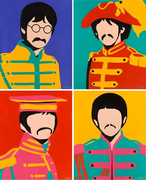 Beatles Illustration, Beatles Pop Art, Beatles Painting, Beatles Artwork, Wicked Crafts, Beatles Party, Sgt Peppers Lonely Hearts Club Band, Beatles Sgt Pepper, Intarsia Wood Patterns