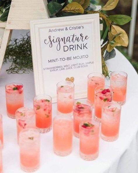 Wedding Signature Drinks, Wedding Food Drink, Signature Drink, Coral Wedding, Pink Drinks, Future Wedding Plans, Wedding Drink, Signature Drinks, Wedding Cocktails