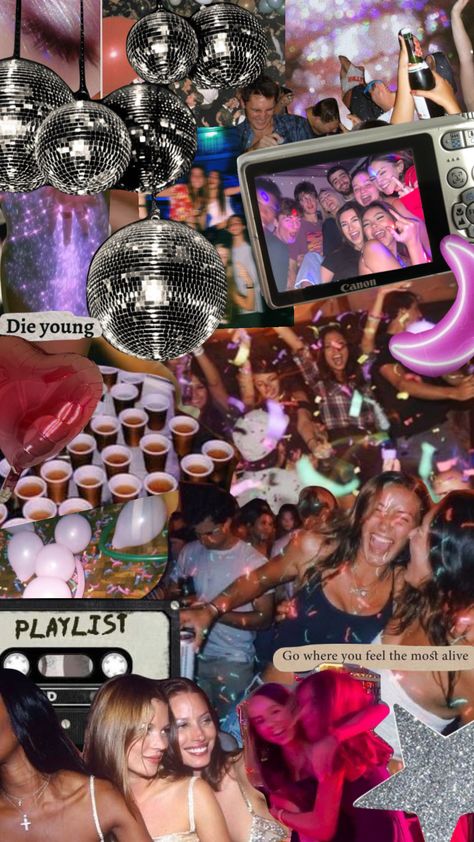 Party Mood Board Aesthetic, Birthday Aesthetic Theme Ideas, House Party Aesthetic Ideas Birthday, Themed Parties College, Disco Themed Party Aesthetic, Disco Party Astethic, 200s Party Aesthetic, Hoco After Party Theme Ideas, Aesthetic Party Theme Ideas