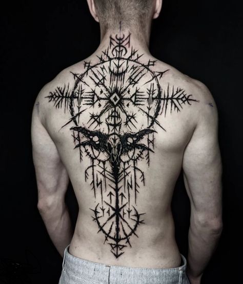 Viking Tattoos For Men, Viking Rune Tattoo, Pagan Tattoo, Scandinavian Tattoo, Viking Tattoo Symbol, Viking Tattoo Sleeve, Vikings Tattoo, Rune Tattoo, Back Piece Tattoo