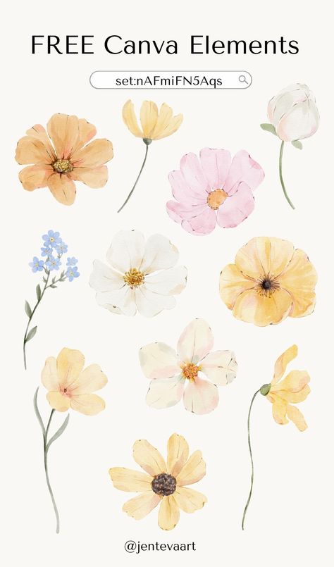 Free elements in Canva: Watercolor flowers elementsprocanva #canvatutorials #criarnocanva☕︎ Canva Watercolor, Elements In Canva, Free Fonts For Commercial Use, Fonts For Commercial Use, Bubble Letter Fonts, Flower Elements, Font Bubble, Journal Elements, Soya Mumu